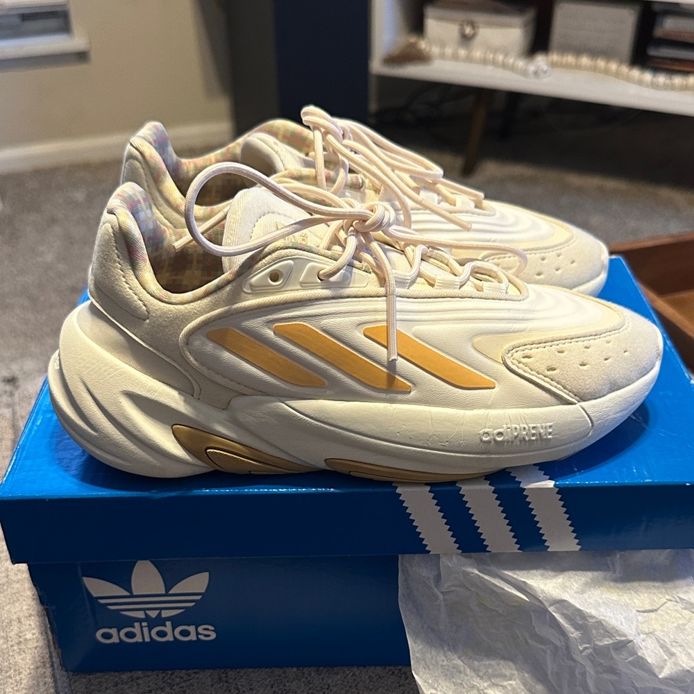 Adidas Cream and Gold Adiprene Sneakers